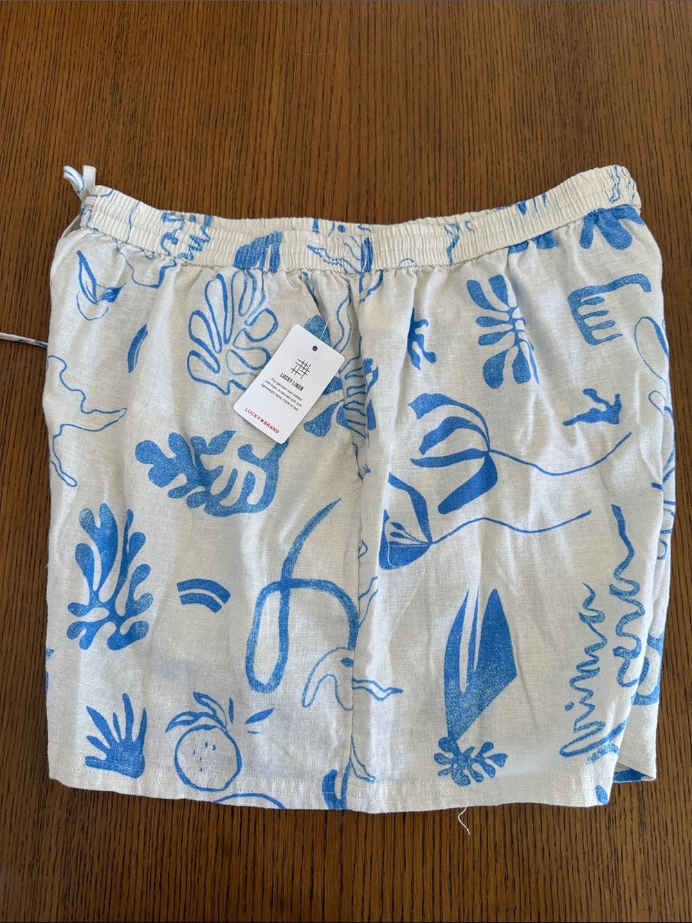 Lucky Brand Blue Floral Print Linen Shorts Sz M
